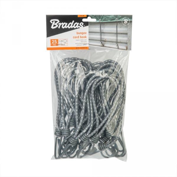 Петля эластичная Bradas PVC Bungee Cord Hook с крючком 20 см 25 шт. (BCH4-0620GY-B) - фото 2