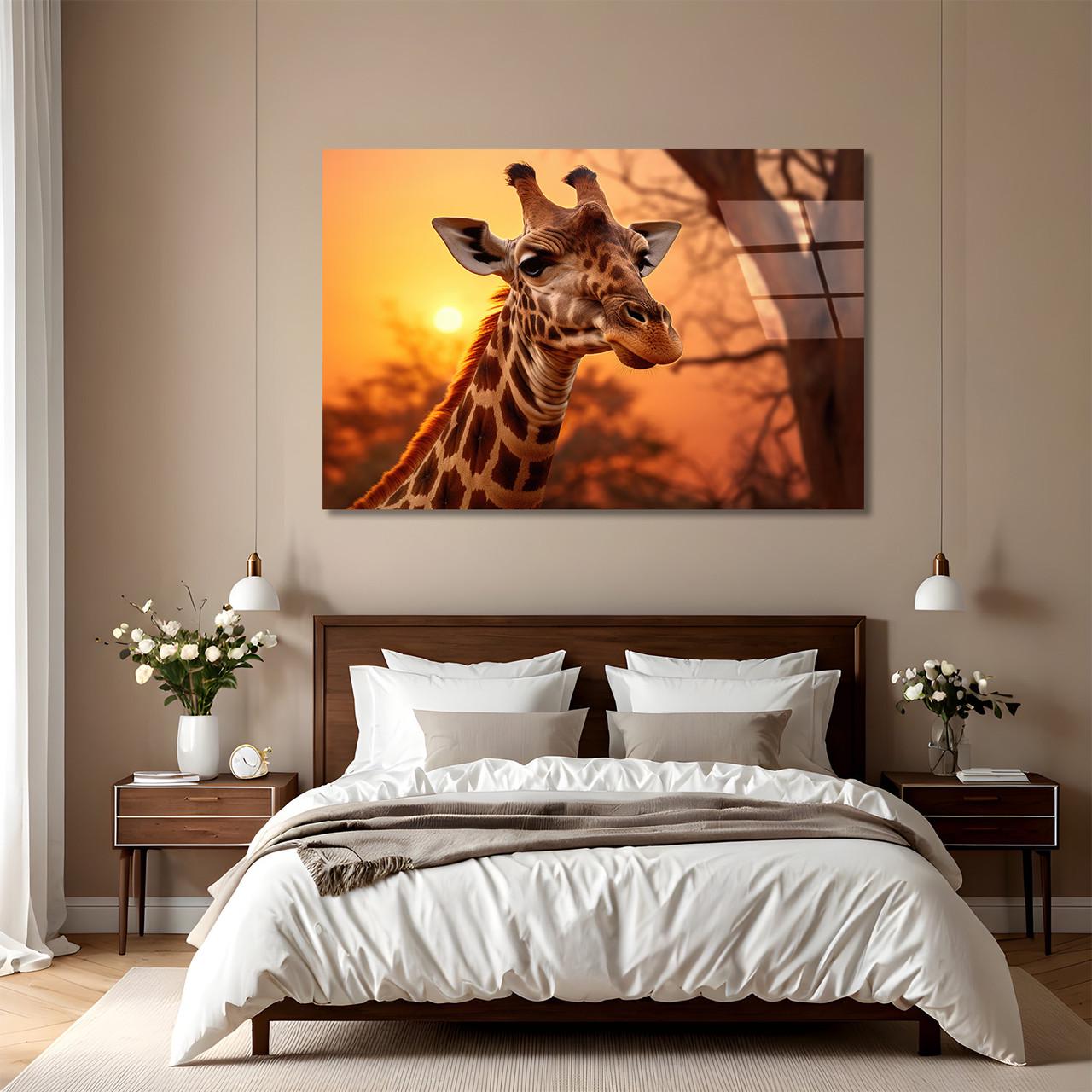 Картина на стекле NovellaPrint Закат жирафа 60х40 см (400.1)