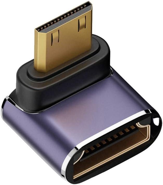 Переходник угловой SUNROZ Mini HDMI-HDMI M/F 8K LED Metal C8K-04 (A48579) - фото 3