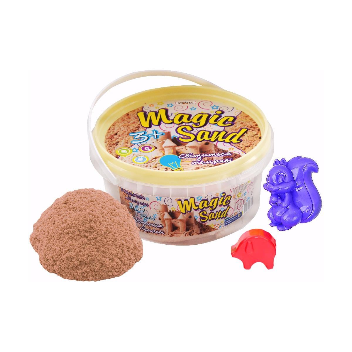 Кінетичний пісок Strateg Magic Sand 350 г світиться в темряві у відрі Класичний (370-7)