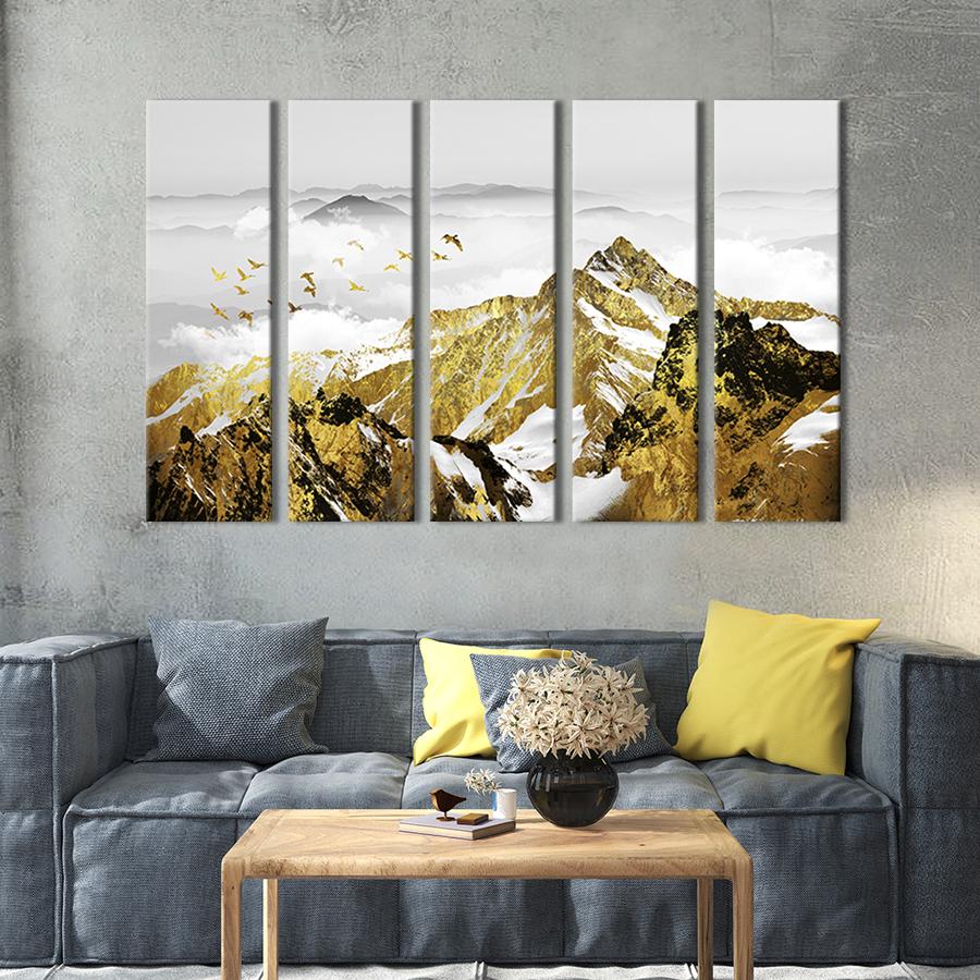 Модульна картина із 5 частин на холсті інтер'єрна картина Велика Золота гора 87х50 см (639-51)