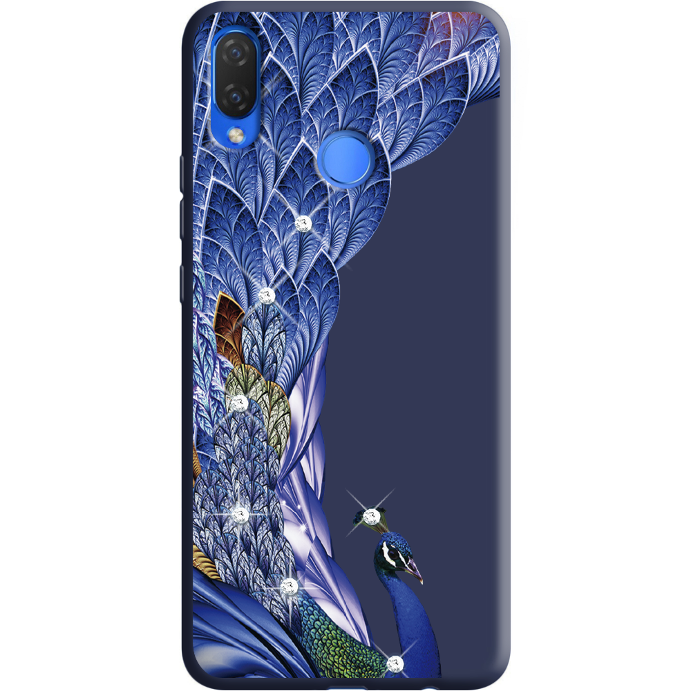 Чехол Boxface Huawei P Smart Plus Павлин со стразами Синий силикон (34912-rs7-36131)