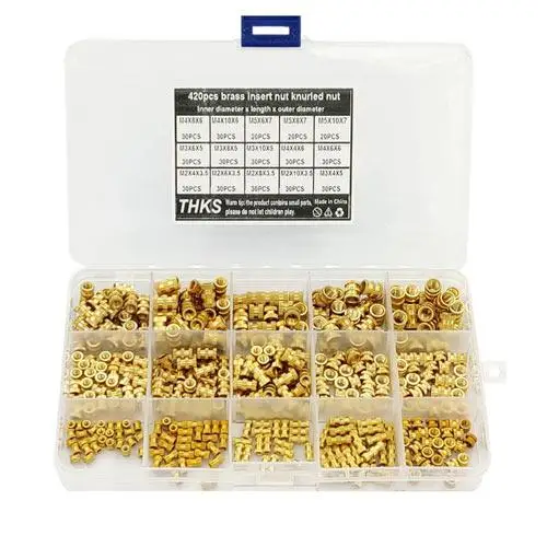 Набор закладных гаек с накаткой внутренняя резьба латунь 420 шт. (539521)