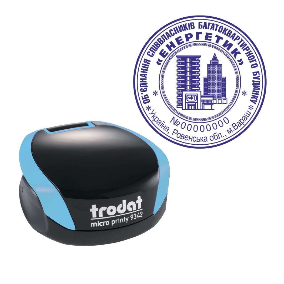 Печать ОСМД на карманном оснащении Trodat Micro Printy 9342 d 42 мм Бирюзовый (О5/9342/BZ)