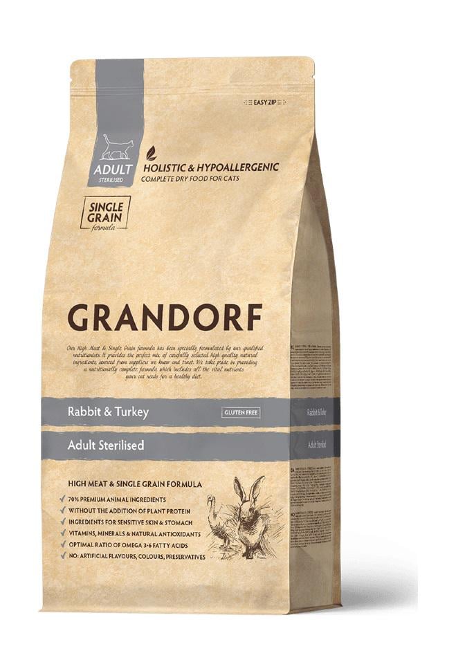 Корм сухой гипоаллергенный для котов Grandorf Rabbit & Turkey Sterilized 2 кг (24148239)