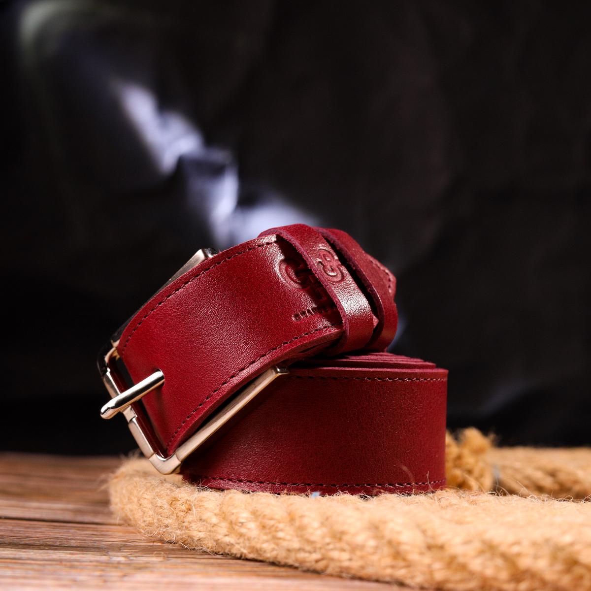 Ремень кожаный GRANDE PELLE Leather Belt 21458 Бордовый (10847247) - фото 8