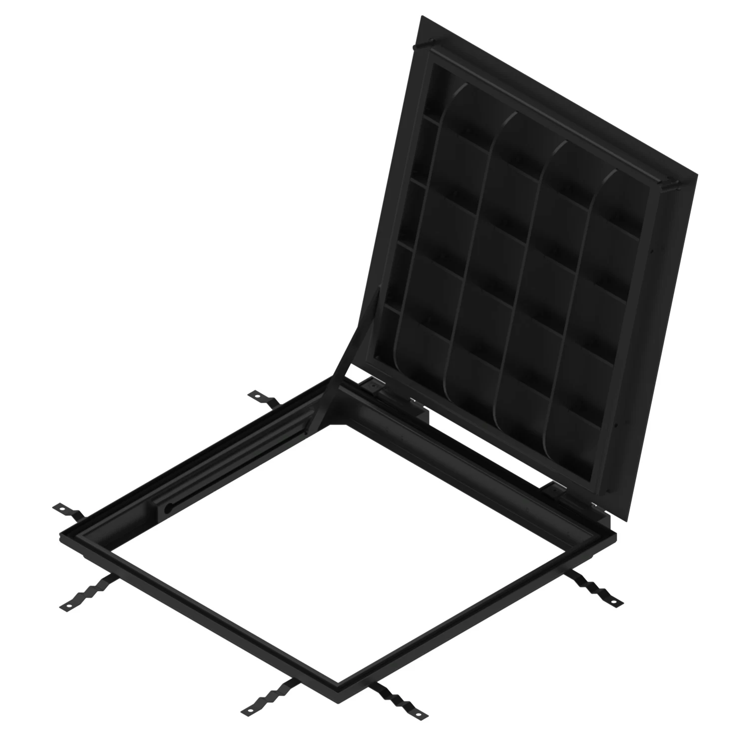 Люк технологичный Vodaland откидной стальной крашеный Pro 600x600 Plate B125 Черный (936226-BK)