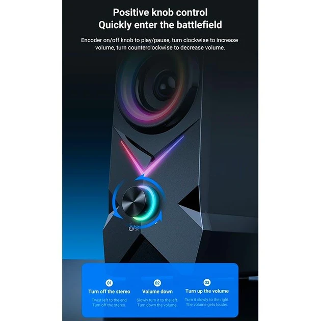 Колонки компьютерные акустика для ПК Onikuma L2 с RGB подсветкой 10 W BT/AUX/USB Black - фото 5