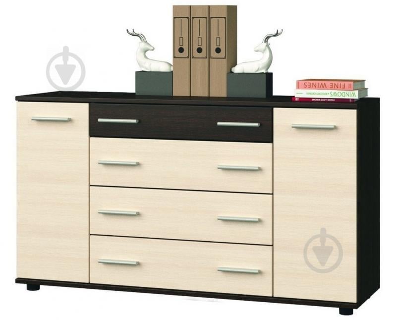 Комод для вещей К-4 Эверест венге темный+дуб молочный Телескопические (шариковые)  (EVR-2028)