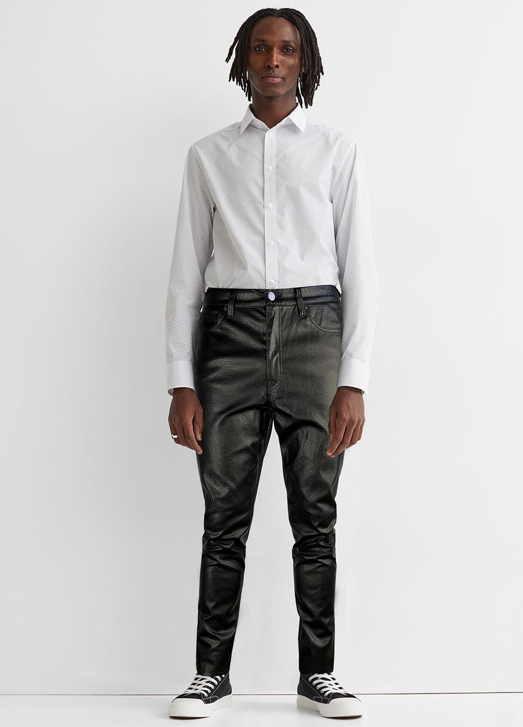 Брюки из искусственной кожи H&M W34 Черный (810448b51)