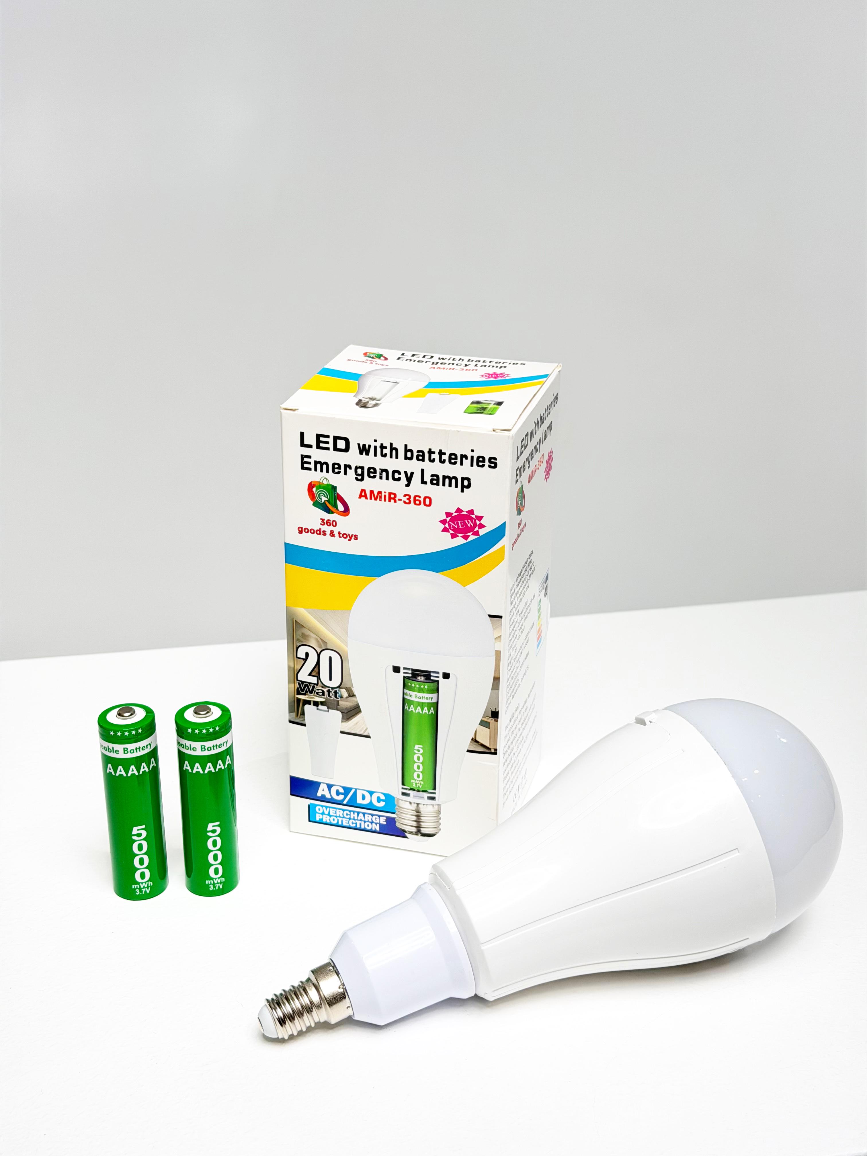 Світлодіодна лампа AMIR-360 20 Вт з акумуляторами E27/E14 (JM-548) - фото 3 Світлодіодна лампа AMIR-360 20 Вт з акумуляторами E27/E14 (JM-548) - фото 3