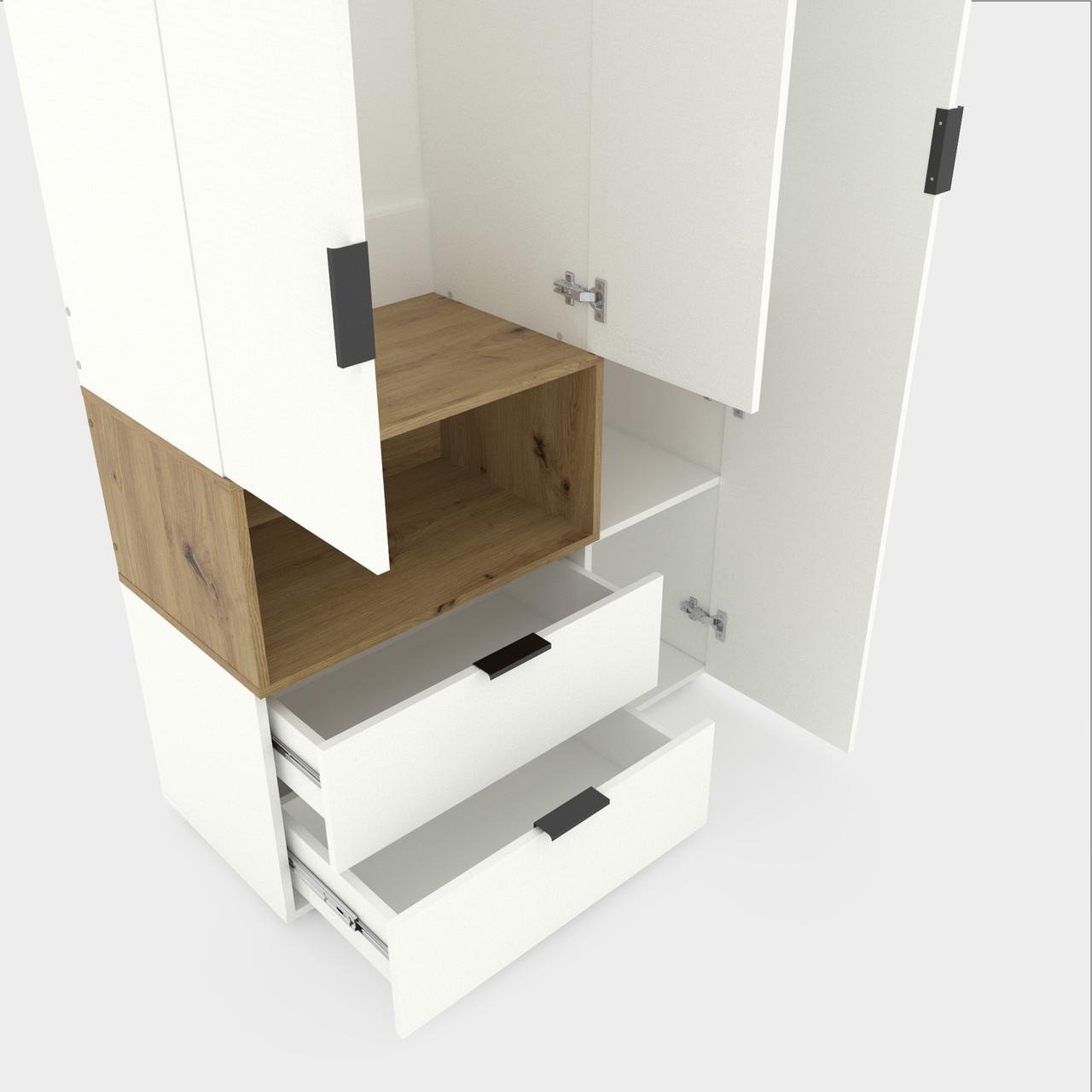 Шкаф Metkas Home A002L ЛДСП 1000x420x2300 мм Белый Снег/Дуб Артизан - фото 3 Шкаф Metkas Home A002L ЛДСП 1000x420x2300 мм Белый Снег/Дуб Артизан - фото 3