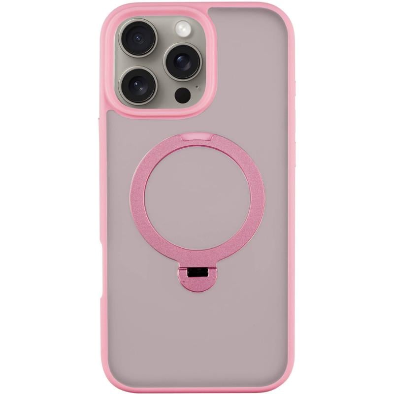 Противоударный TPU+PC чехол Metal Buttons with MagSafe Colorful HQ Ring для Apple iPhone 16 Pro Max (6.9") Pink