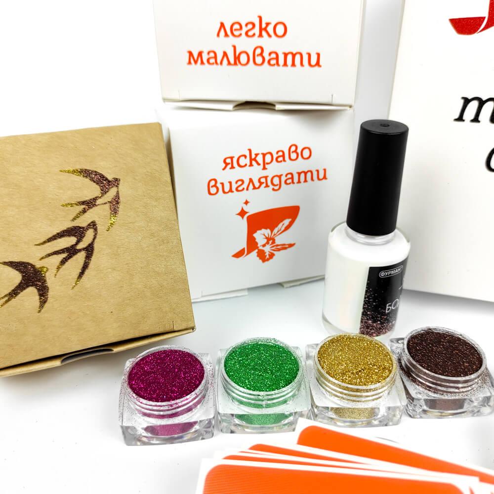 Набір трафаретів для боді-дизайну Fresh Tattoo Весна міні коробка (gift-set-spring-mini-white) - фото 5