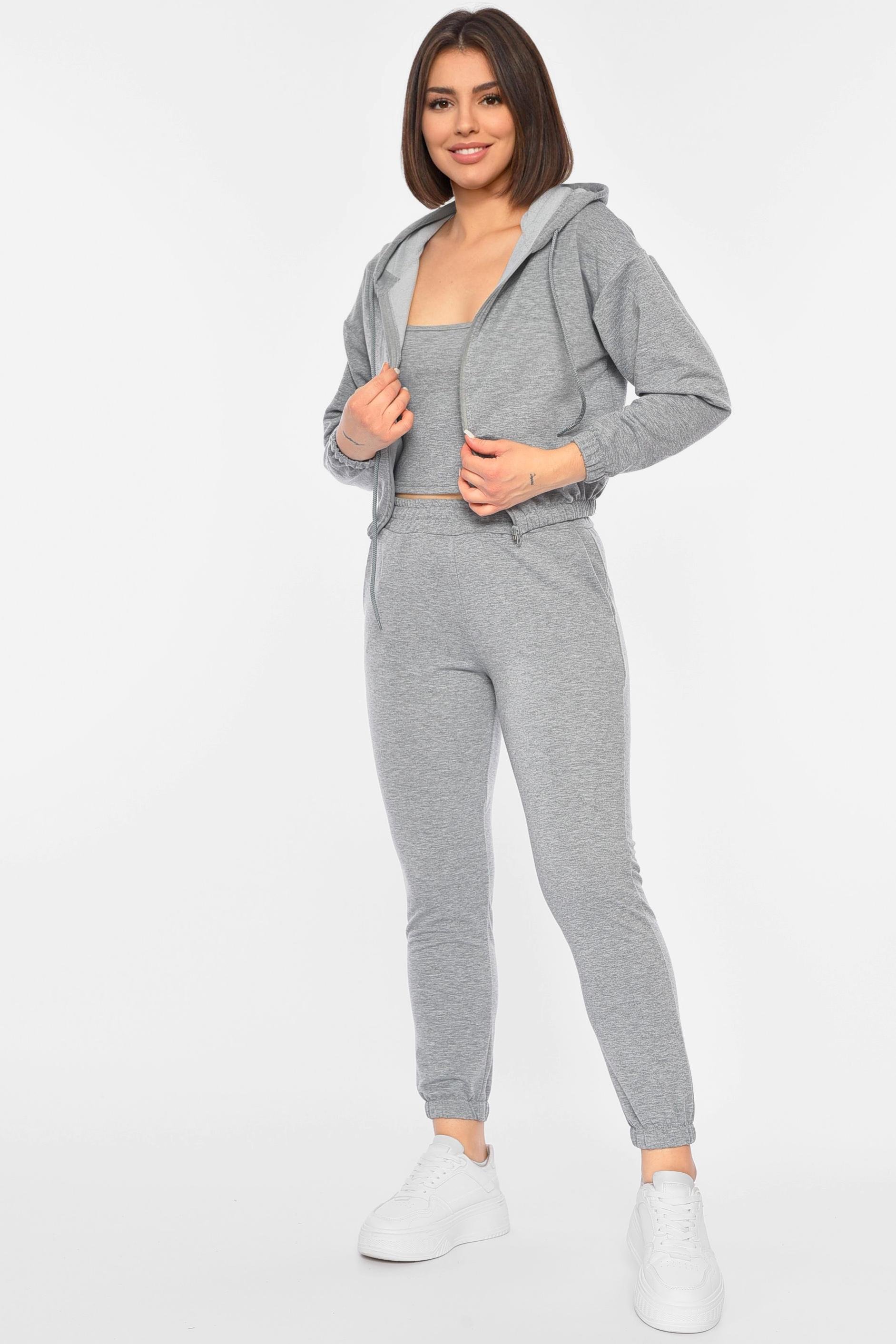 Спортивний костюм жіночий 3-ка р. 42-44 Сірий (190901)