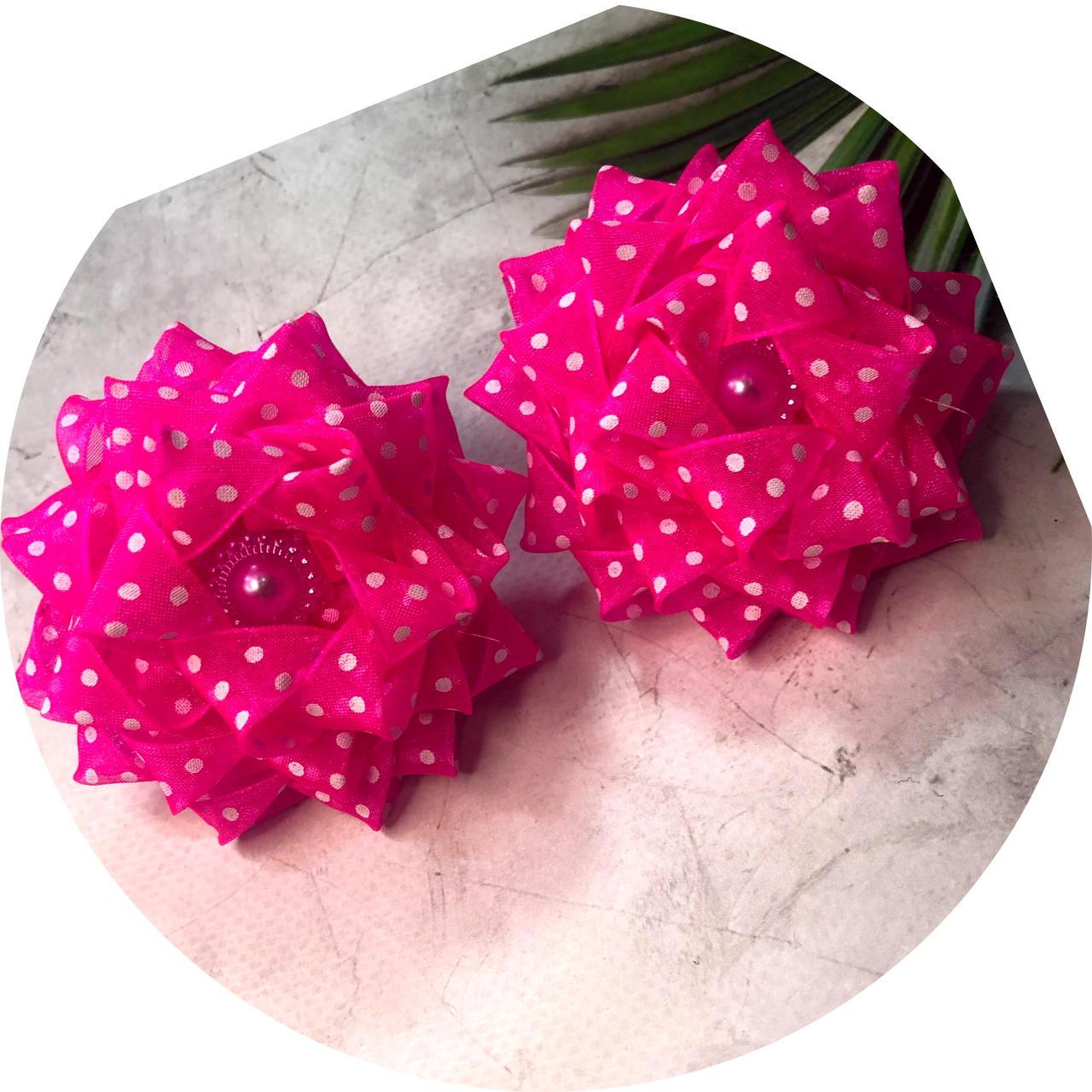 Бантик для волос детский на заколке D8 см Ярко-розовый (10283)