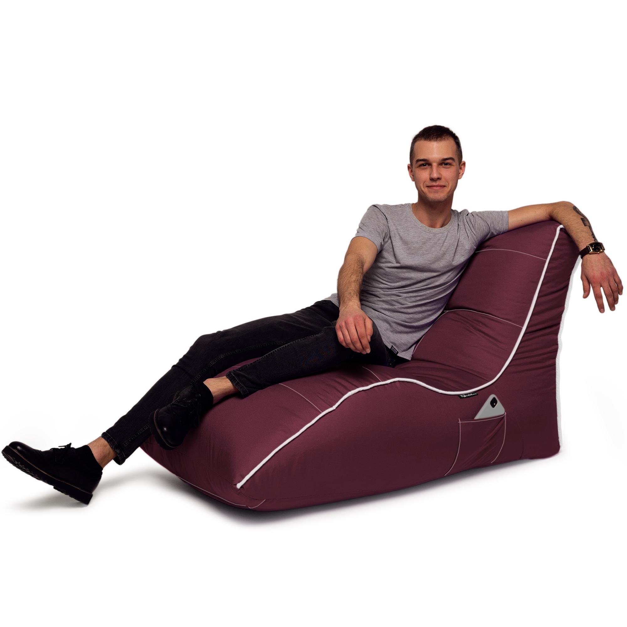 Кресло-мешок iQmebel Лежак 80х125 см оксфорд Бордовый - фото 9
