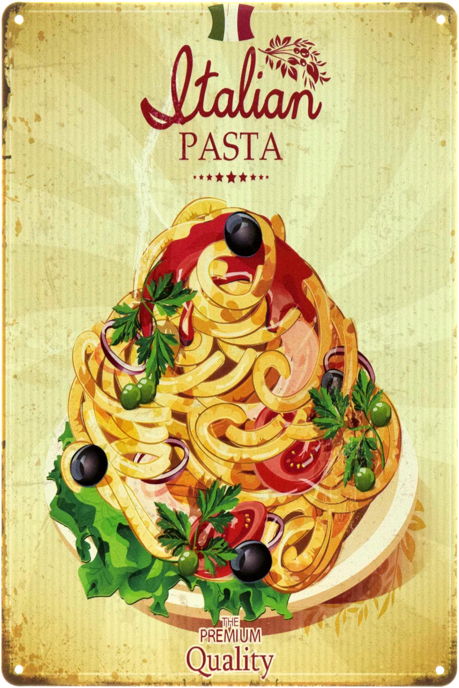Табличка металлическая "Italian Pasta - The Premium Quality" 20x30 см (ms-104482)