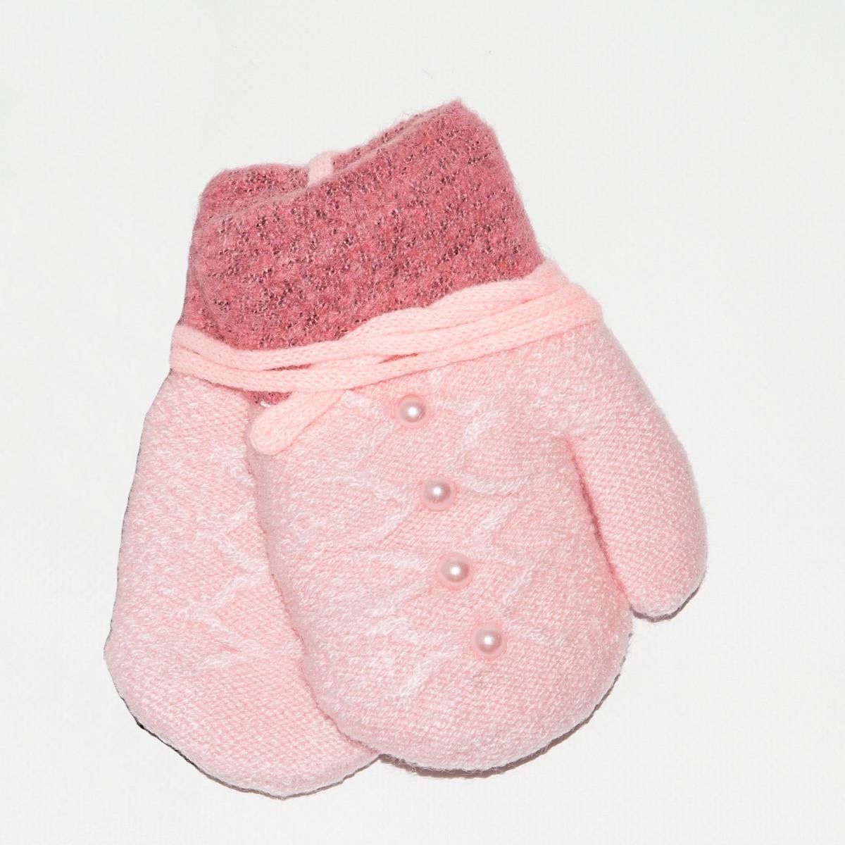 Рукавички детские двойные с махровой подкладкой на 2-4 года 18-7-41 Светло-розовый (DR010204)