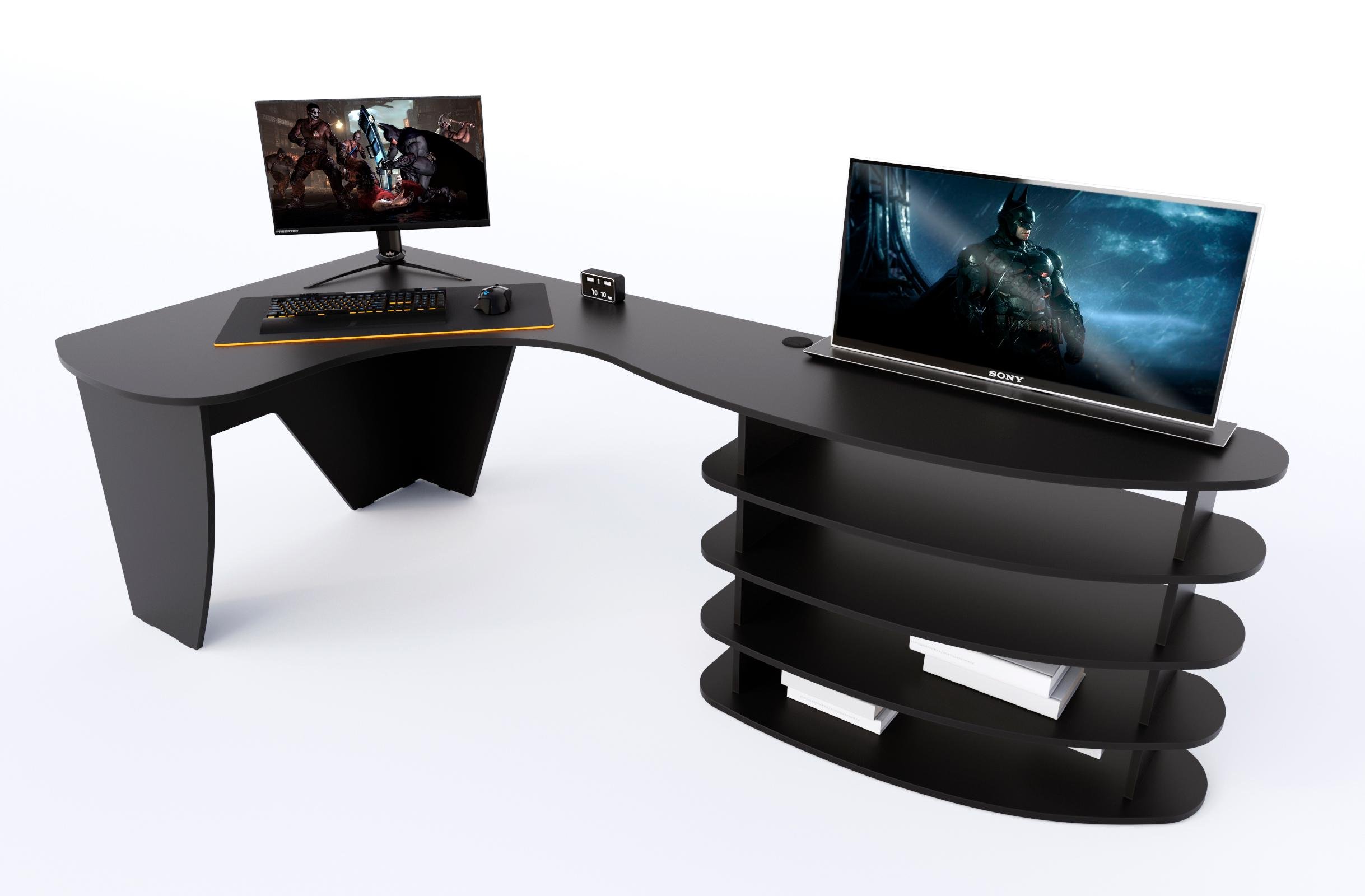 Стіл геймерський кутовий Zeus PlaySet ЛДСП Чорний (PS-100)