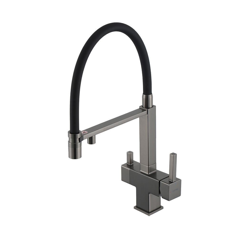 Смеситель для кухни под осмос Gappo G4395-59 с гибким изливом Оружейная сталь (1047633)