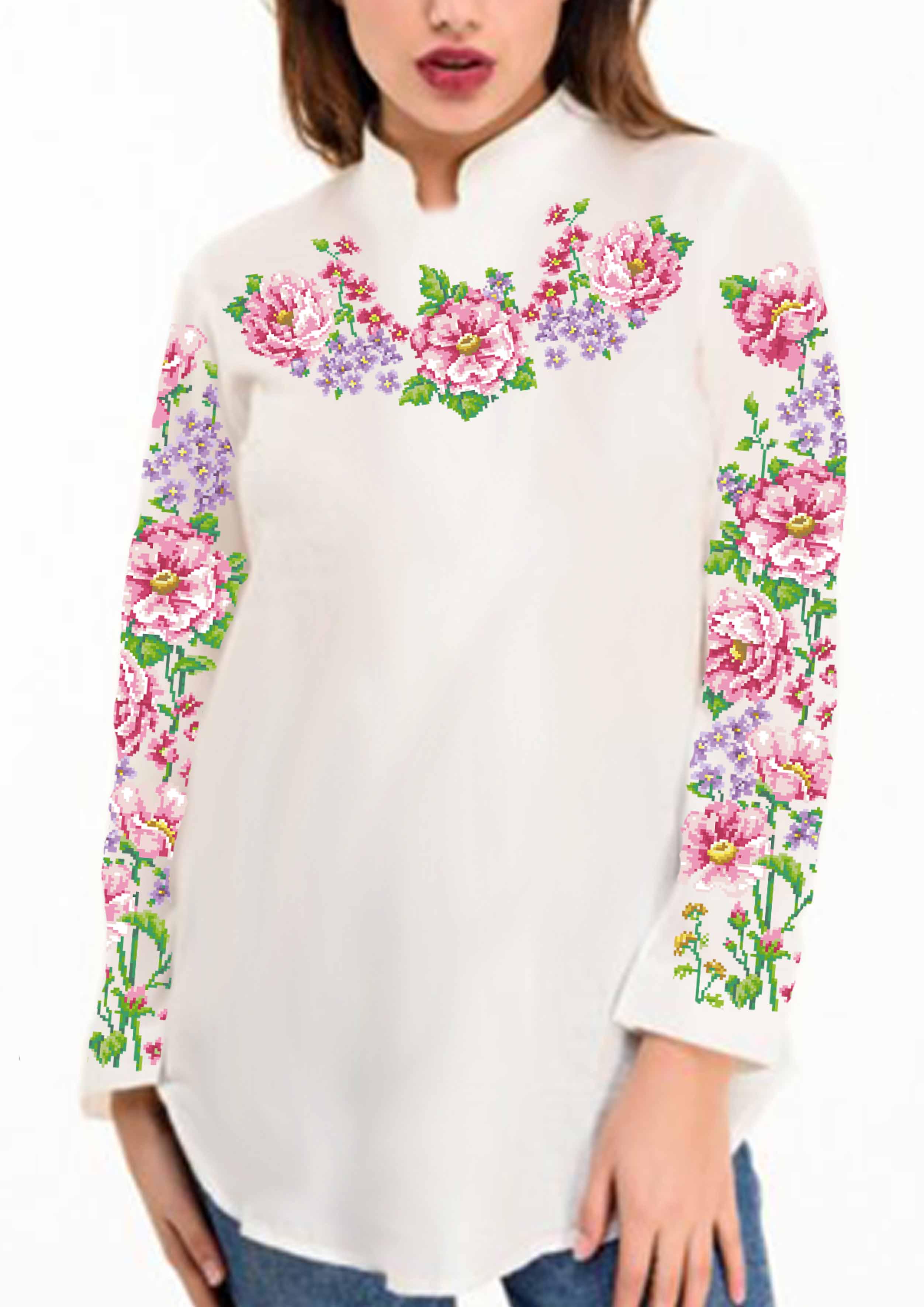 Заготовка для вышивки нитями или бисером рубашка СЖ-67 габардин Заготовка для вышивки нитями или бисером рубашка СЖ-67 габардин