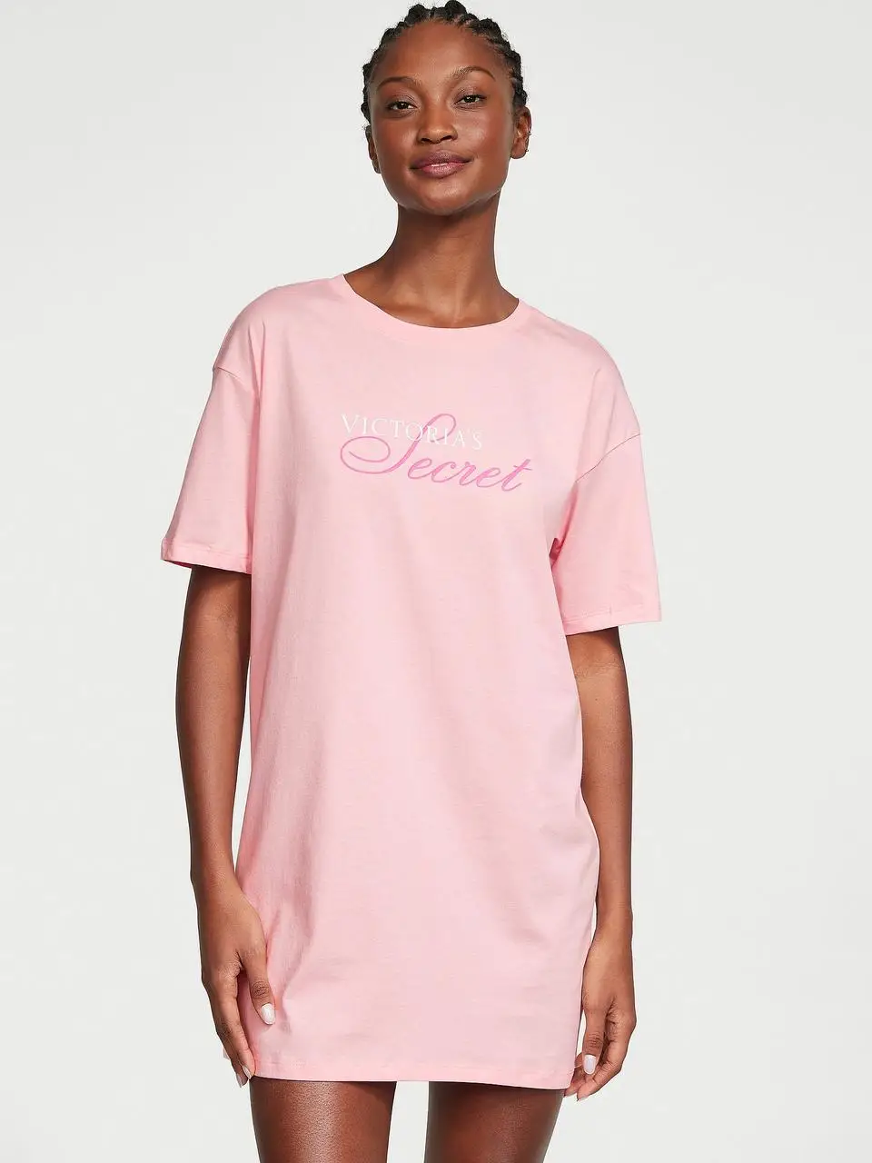 Сорочка Victoria's Secret Cotton Sleepshirt бавовняна XS/S Рожевий (22412666)