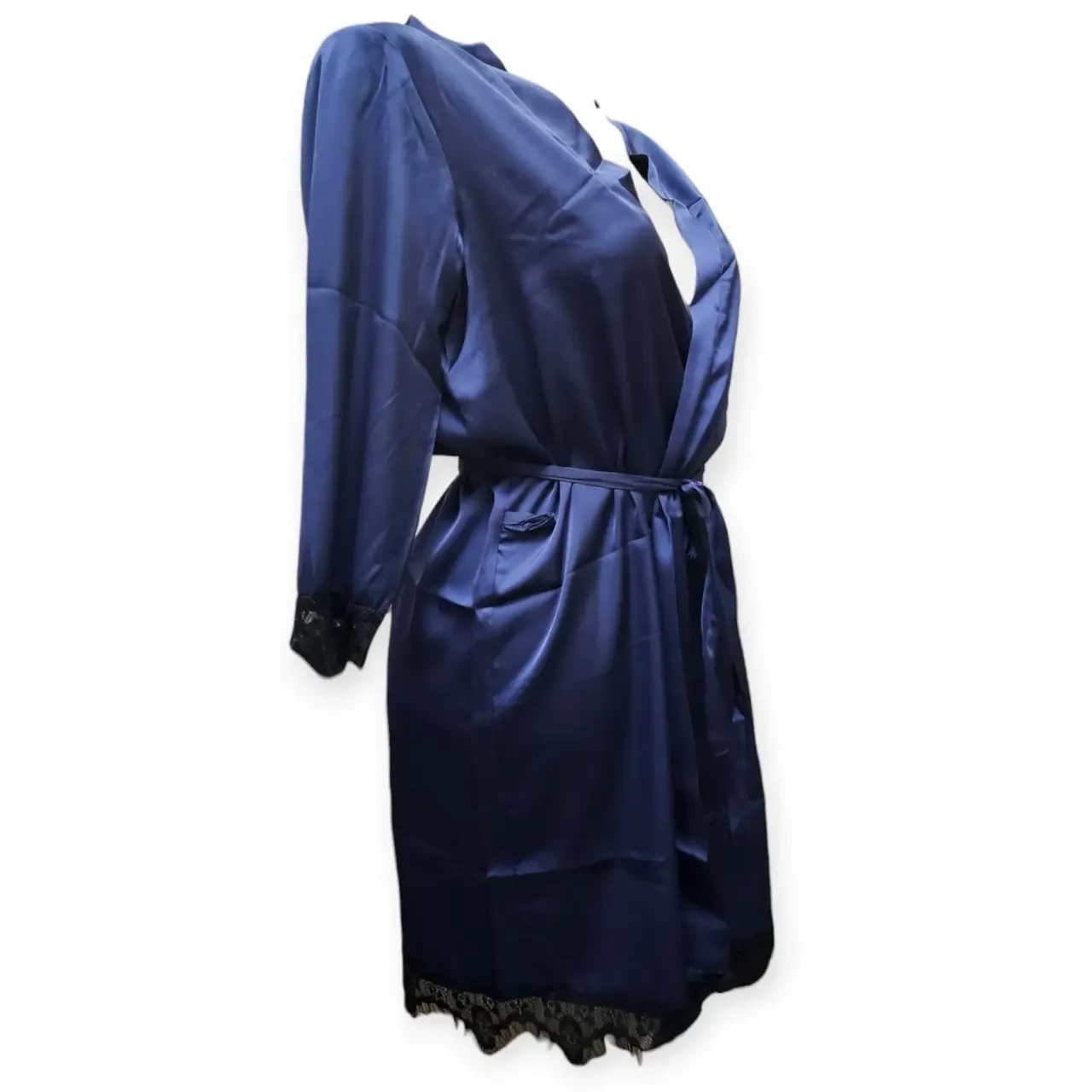 Халат женский шелковый M Синий (2000284390) - фото 4 Халат женский шелковый M Синий (2000284390) - фото 4