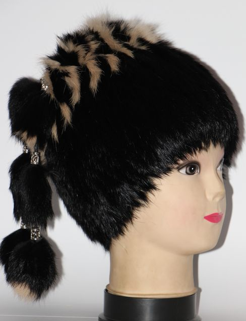 Шапка женская зимняя кубанка из натурального меха кролика (28323)