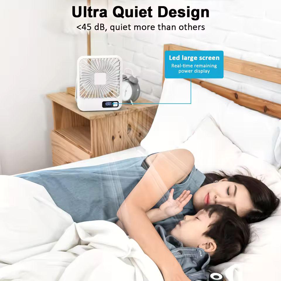 Вентилятор настольный беспроводной с дисплеем 5 скоростей Белый (16-58) - фото 5 Вентилятор настольный беспроводной с дисплеем 5 скоростей Белый (16-58) - фото 5