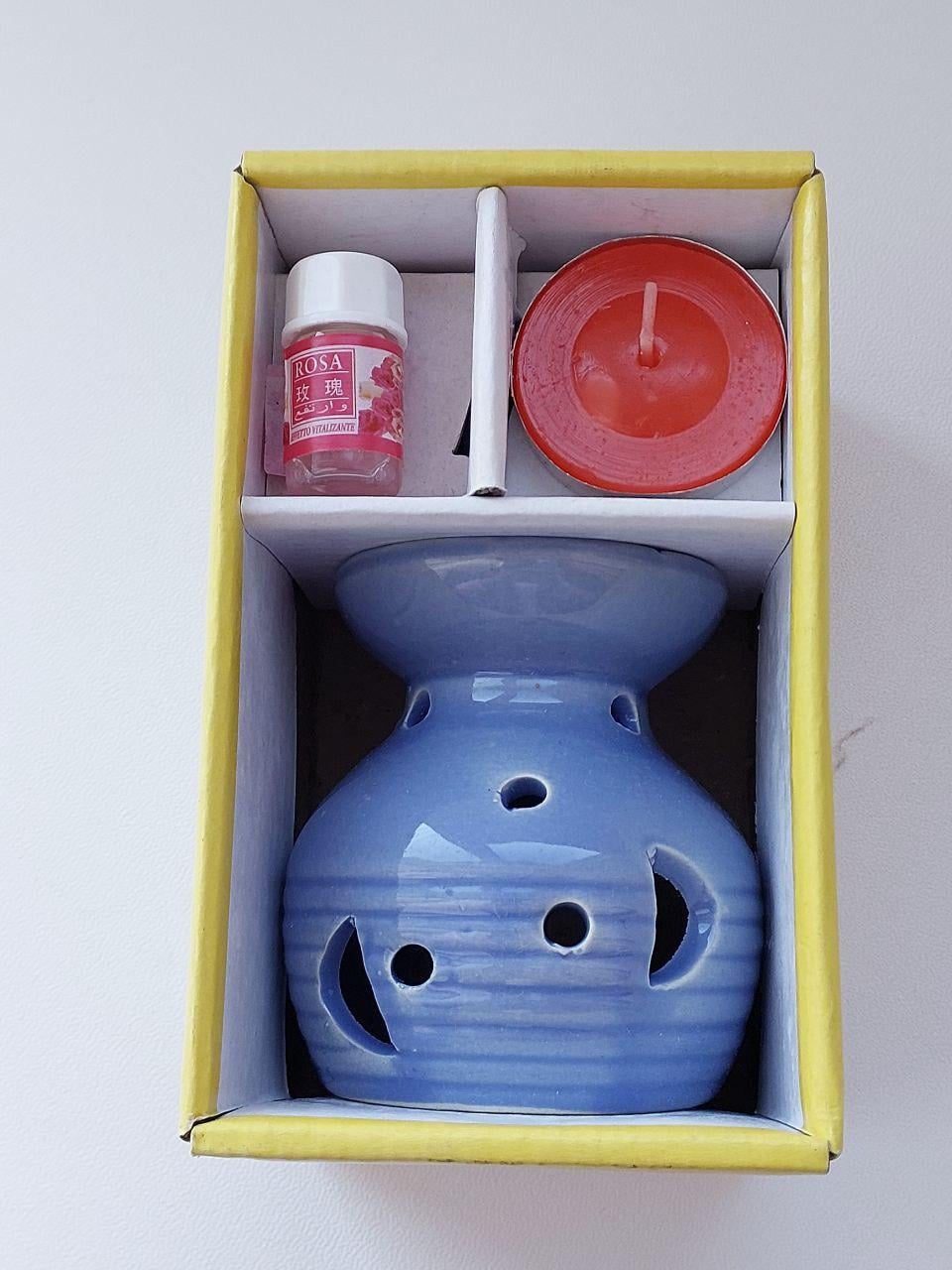 Аромалампа керамічна з свічкою і ароматизатором подарунковий набір (Т-1012)