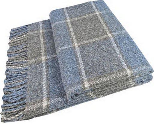 Плед вовняний Vladi Палермо 140x200 см Біло-сіро-блакитний - фото 1 Плед вовняний Vladi Палермо 140x200 см Біло-сіро-блакитний - фото 1