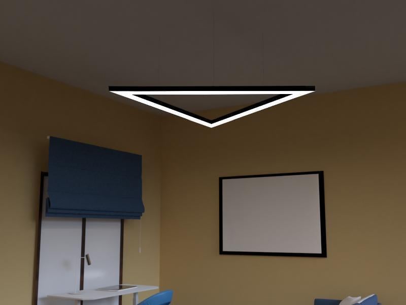 Подвесной светильник светодиодный LEDUA Дельта треугольник черный корпус/драйвер снаружи 110-240V 102W 13000 Lm 6000К 1000х1000х1000 мм (25344263) - фото 2