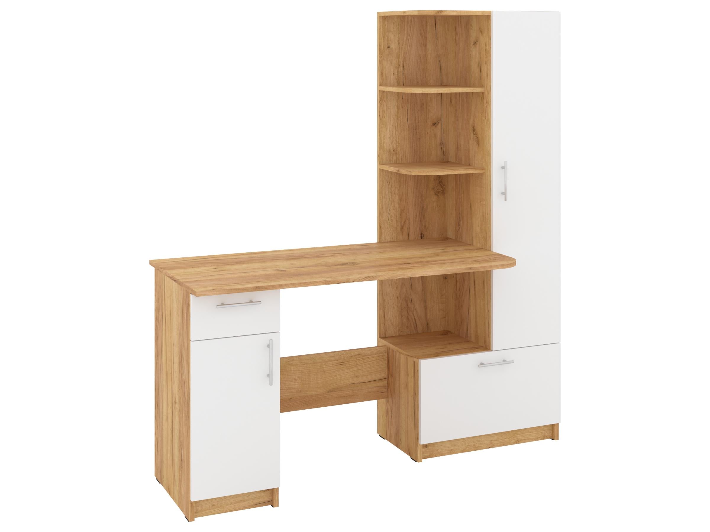 Письменный стол PEHOTIN Шанс-П 150х60х75/164,5 см Дуб тахо/Белый (PN-101706) Письменный стол PEHOTIN Шанс-П 150х60х75/164,5 см Дуб тахо/Белый (PN-101706)