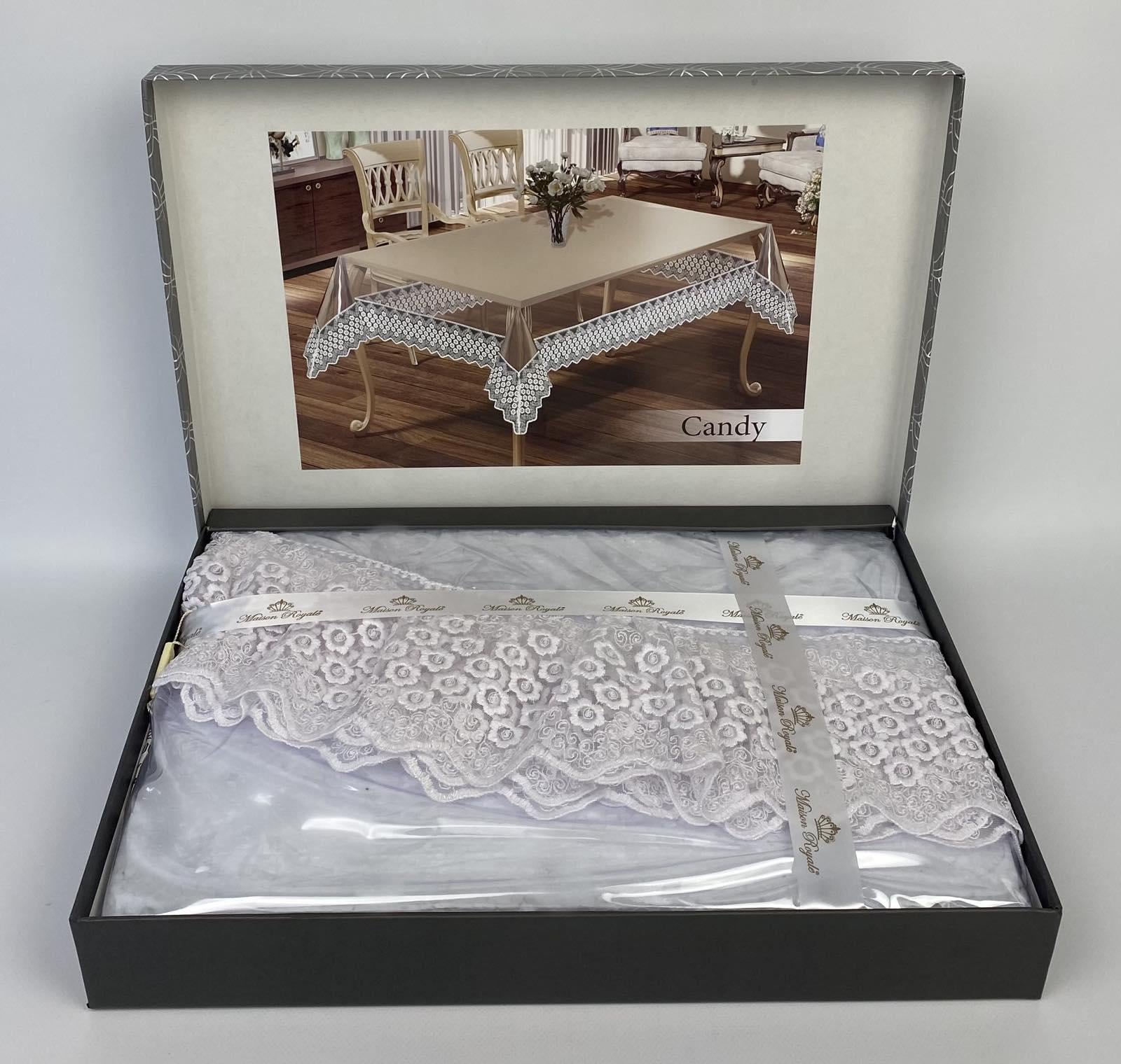 Скатерть с кружевом Maison Royale Candy 160x220 см ovale Beyaz (CN22606)