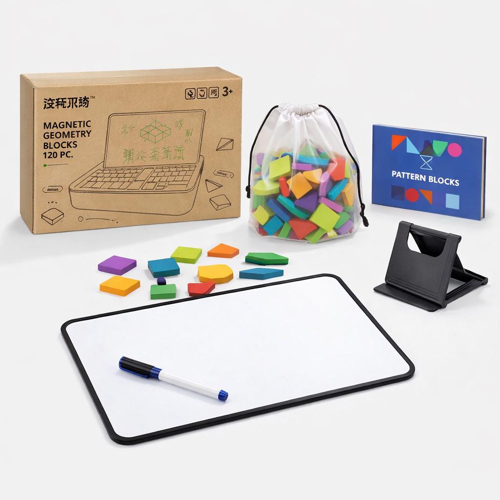 Мозаїка 3D магнітна дитяча Танграм з дерева розвиваюча з кольоровою геометричною ручкою (MAGKON-1452)