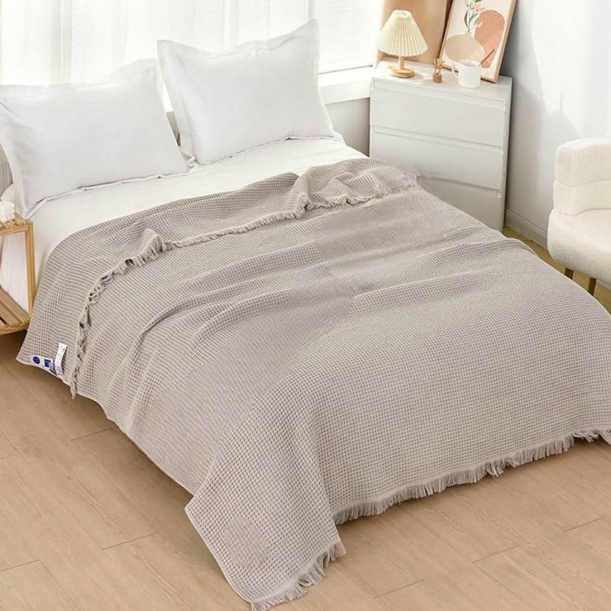 Покривало вафельне Koloco євро 200х230 см Бежевий (41877) - фото 1 Покривало вафельне Koloco євро 200х230 см Бежевий (41877) - фото 1