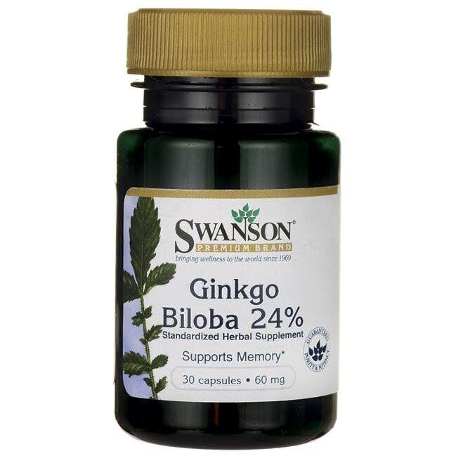Экстракт листьев гинкго билоба Swanson Ginkgo Biloba Extract 60 mg 30 caps
