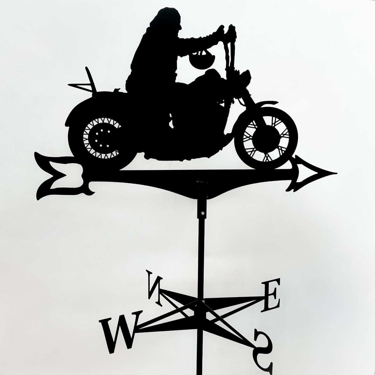 Флюгер на крышу маленький Байкер 2 на беседку/колодец/забор 70x50 см (1092398)