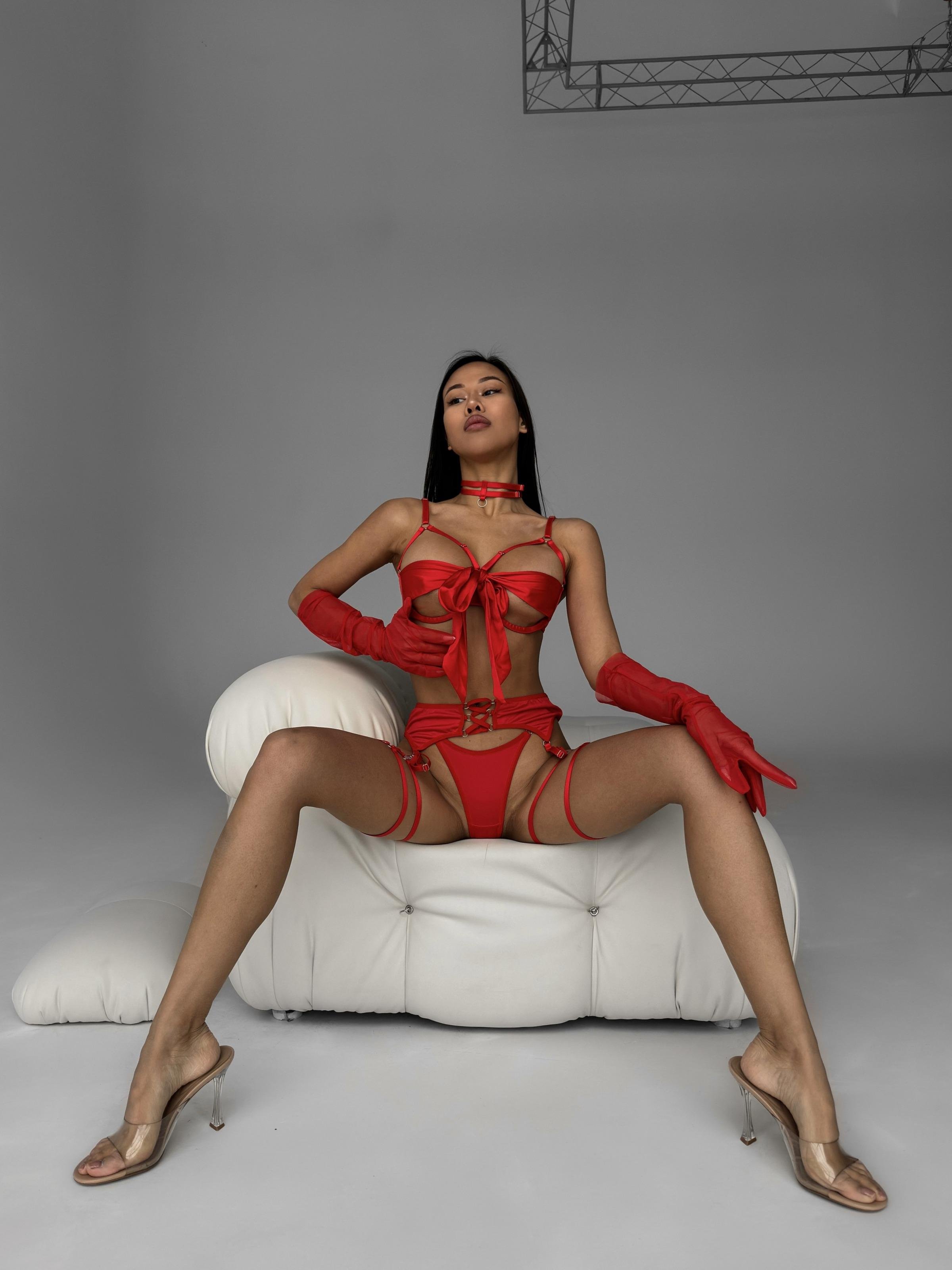 Комплект білизни жіночий Nova Vega бюстгальтер/трусики/чокер/пояс/підв'язки/рукавички S Червоний (105-D026/3) - фото 6 Комплект білизни жіночий Nova Vega бюстгальтер/трусики/чокер/пояс/підв'язки/рукавички S Червоний (105-D026/3) - фото 6