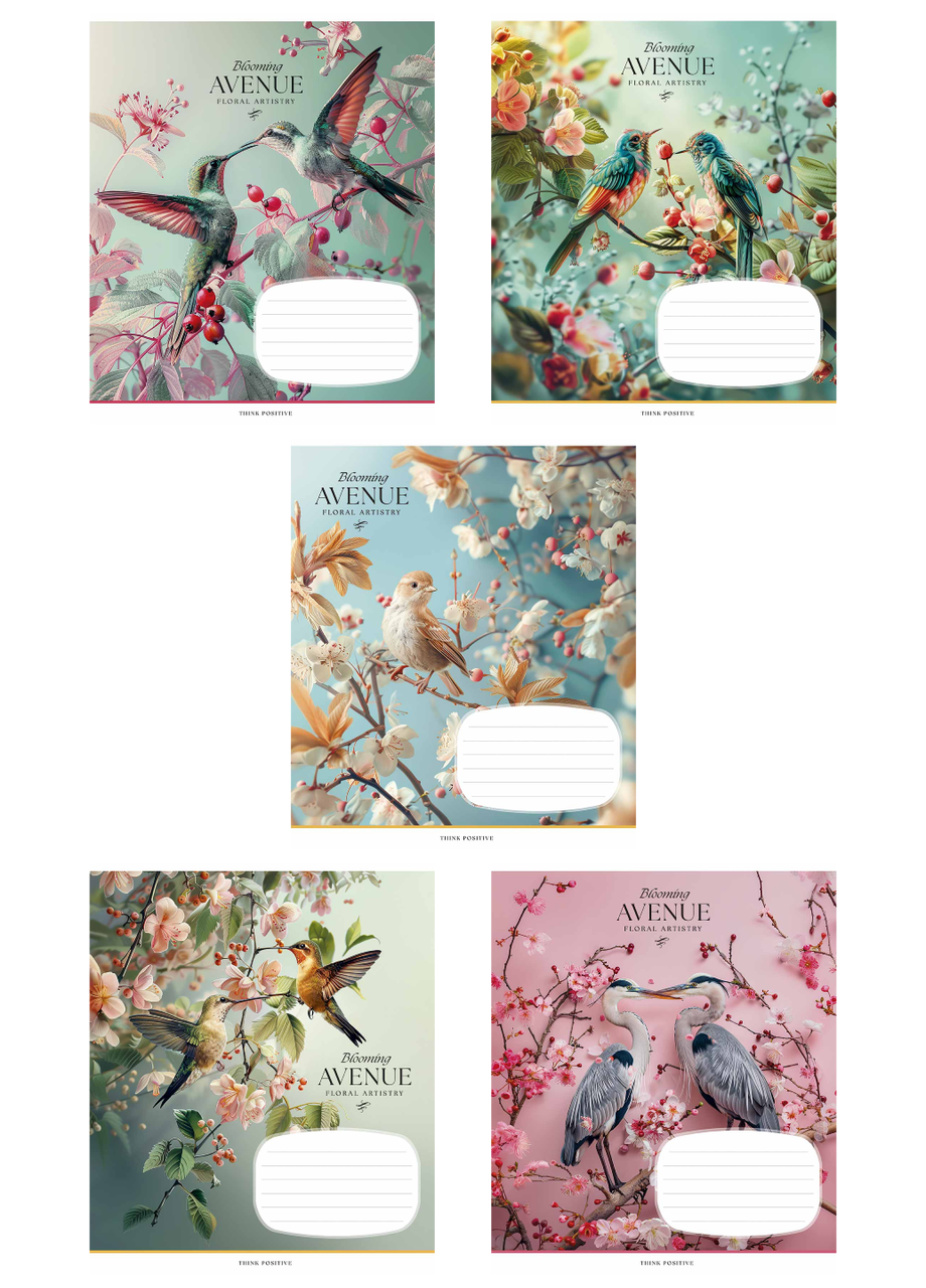 Тетради ученические Школярик Blooming avenue Star 3553 ВД-лак в клетку 5 шт. по 18 л. (4820006472085)