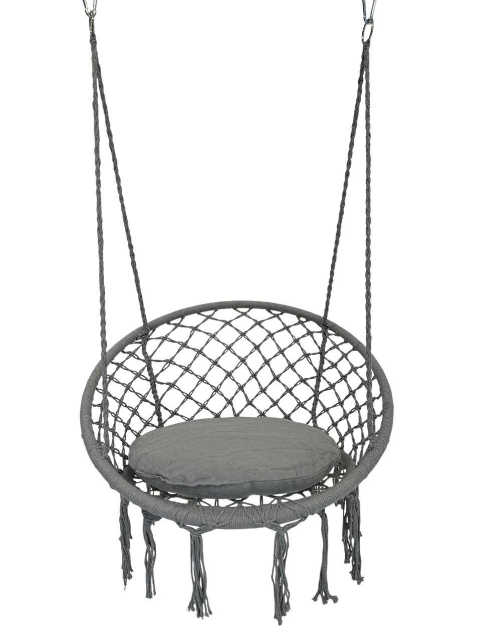 Кресло-качели подвесные WCG плетеная круглая с мягкой подушкой 80 см Графитовый (2687338505) - фото 4 Кресло-качели подвесные WCG плетеная круглая с мягкой подушкой 80 см Графитовый (2687338505) - фото 4