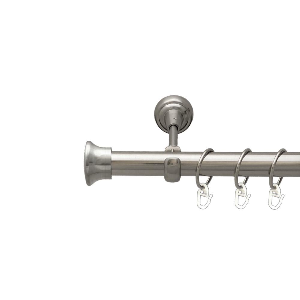 Карниз Orvit Дуо металевий однорядний відкритий гладка труба кільце металеве 25 мм 300 см Нержавіюча сталь (00-00026588)