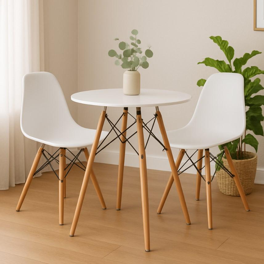 Комплект мебели стол 80 см и 2 стулья Белый