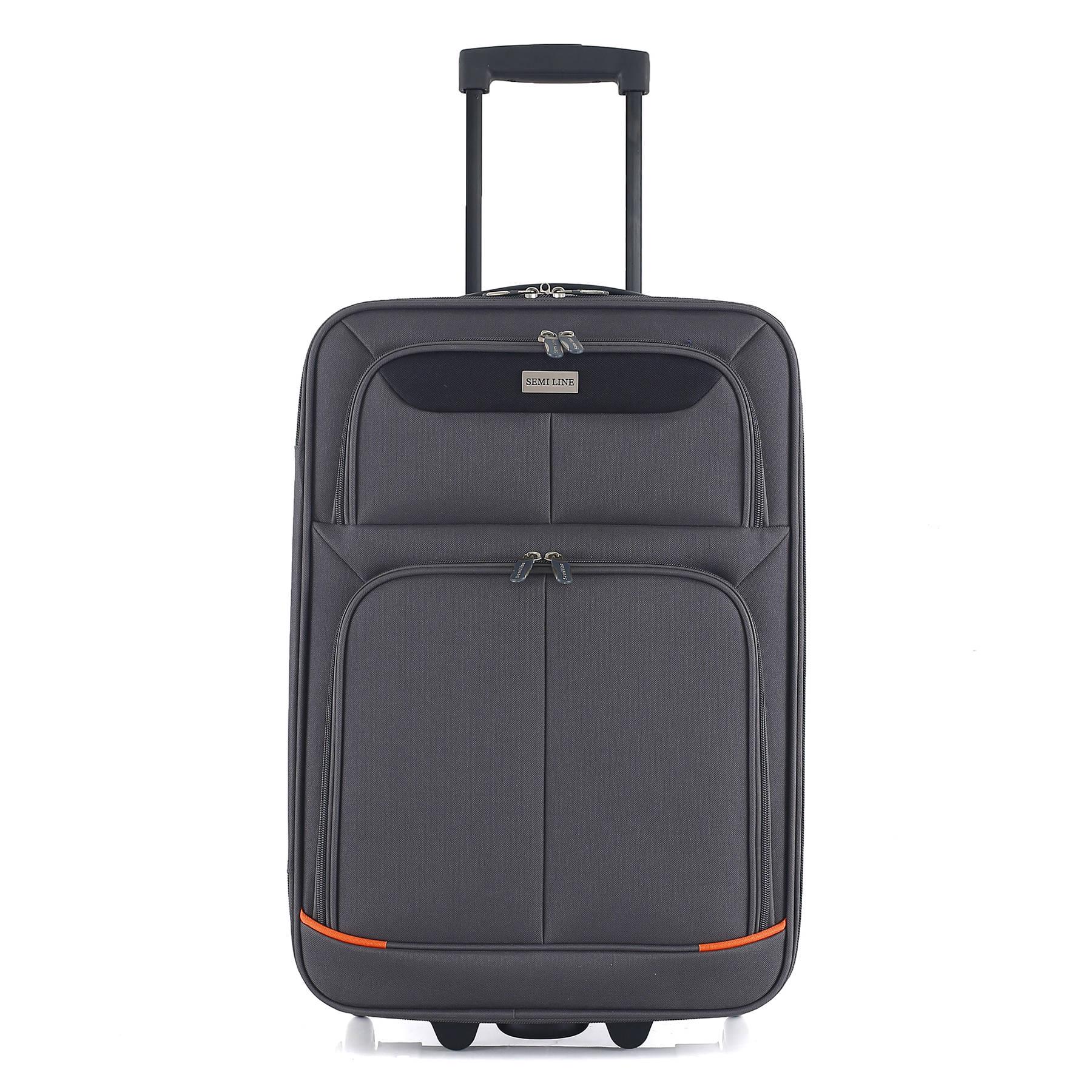 Чемодан SEMI LINE 20" S Grey/Orange Lines (T5754-1) - фото 2
