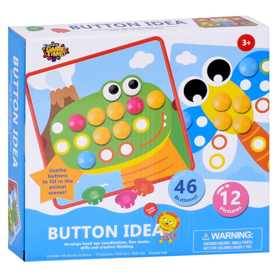 Мозаика развивающая Button Idea Bambi 46 дет. карточки 12 шт. от 3 лет 22х20,5х5 см Разноцветный (RN-250-N-2126)