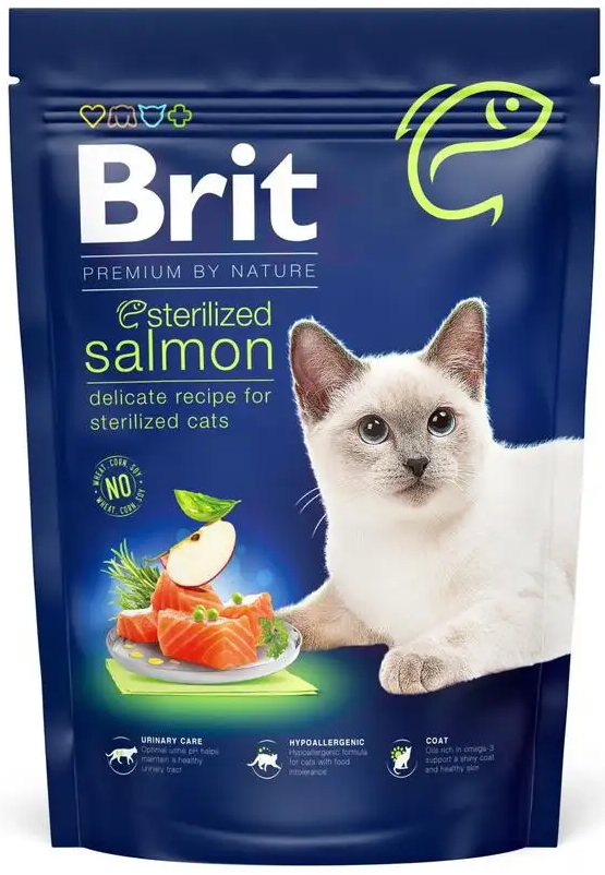 Сухий корм для стерилізованих котів Brit Premium by Nature Cat Sterilized Salmon з лососем 800 г (1789932833)