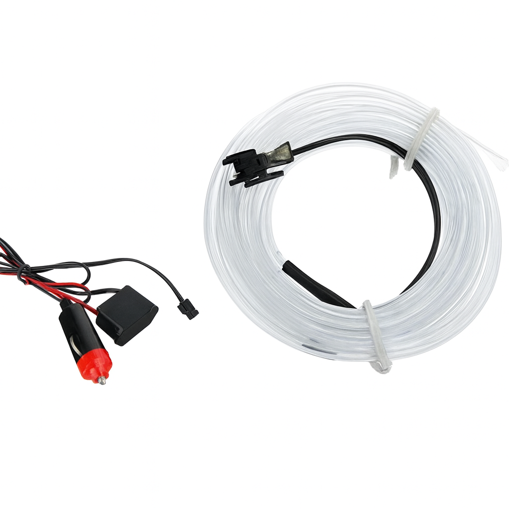 Підсвічування салону гнучкий холодний неон плоский 5 м Білий неоновий (884)