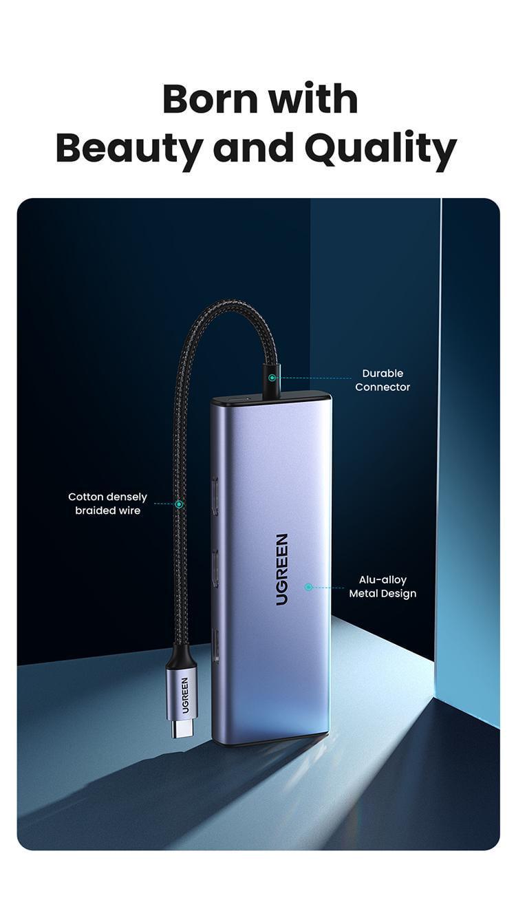 USB-хаб UGREEN Type-C-2x USB 3.0/5 Гбіт/с 2x HDMI 4K 60Hz/USB 2.0 480 Мбіт/с RJ45 1 Гбіт/с SD/TF карти Type-C PD 60W USB-C Сірий (90119) - фото 9 USB-хаб UGREEN Type-C-2x USB 3.0/5 Гбіт/с 2x HDMI 4K 60Hz/USB 2.0 480 Мбіт/с RJ45 1 Гбіт/с SD/TF карти Type-C PD 60W USB-C Сірий (90119) - фото 9
