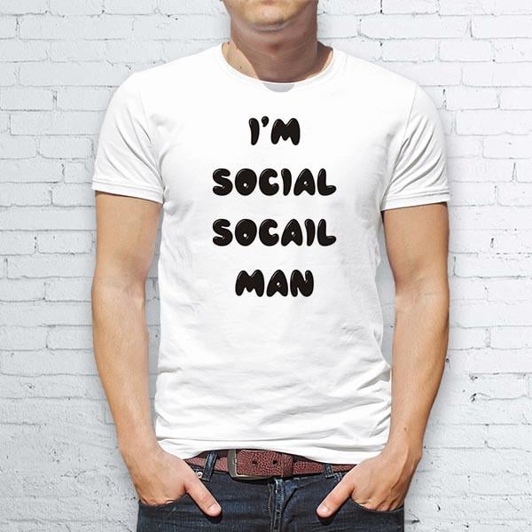 Футболка чоловіча "I'm Social social man" S Білий (tshirt-270420-01S)